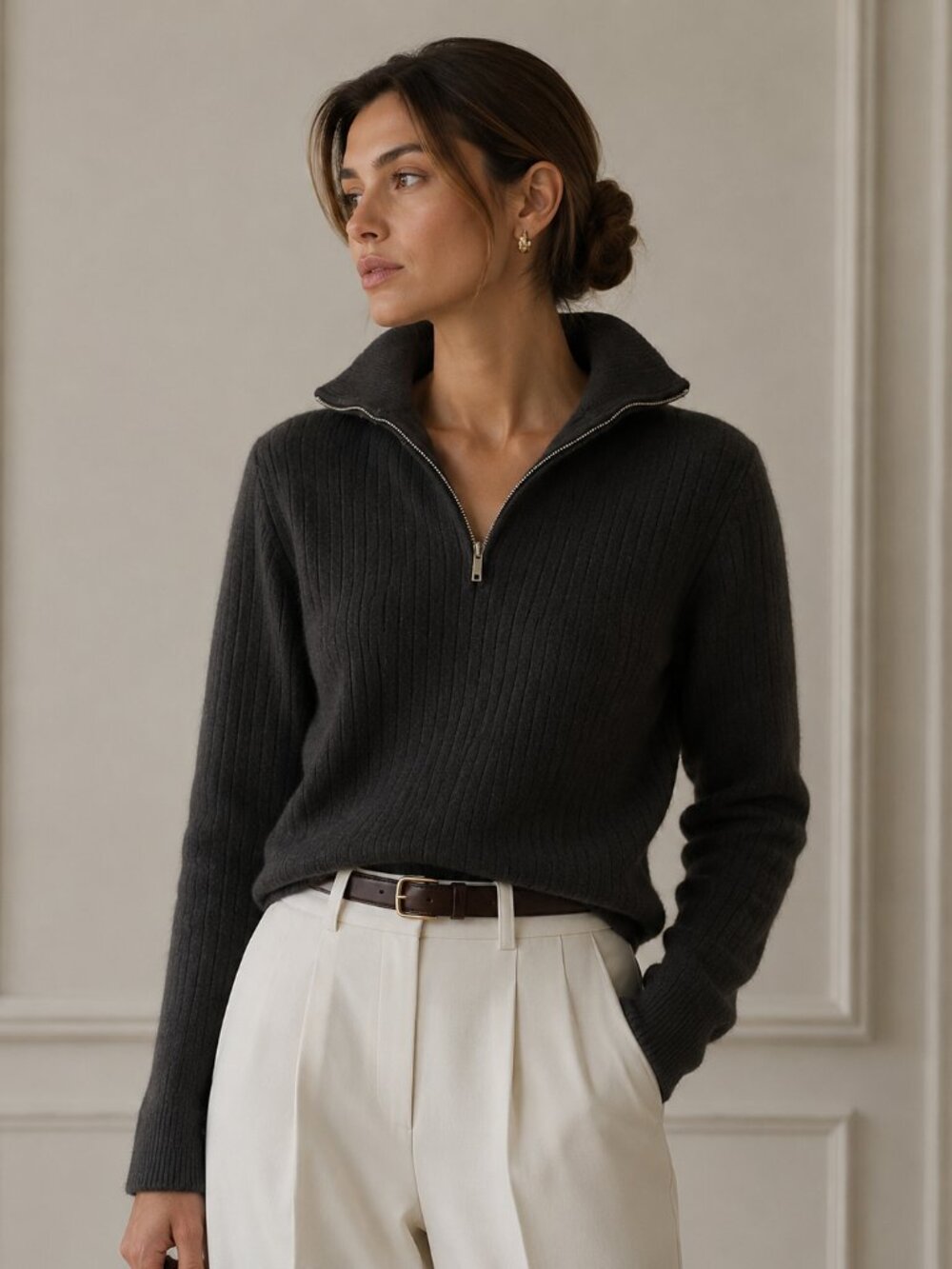 Ralph Lauren Purple Label Luxury Cashmere Black Sweater Women’s M Made In Italy